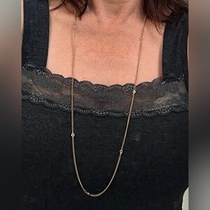 Vintage Classy Minimalist Gold Chain Necklace with Clear Beads BOHO Chic Gift